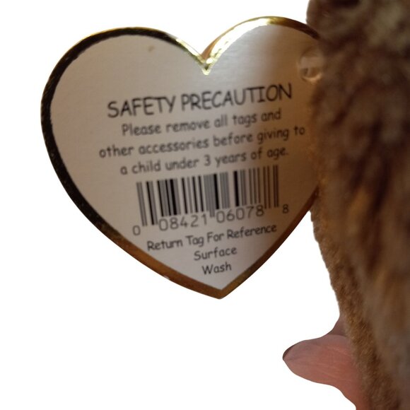 Ty Attic Treasures Bunny Brown Jointed Plush Rose Blue Bow Stuffed Rabbit NEW - Picture 9 of 11